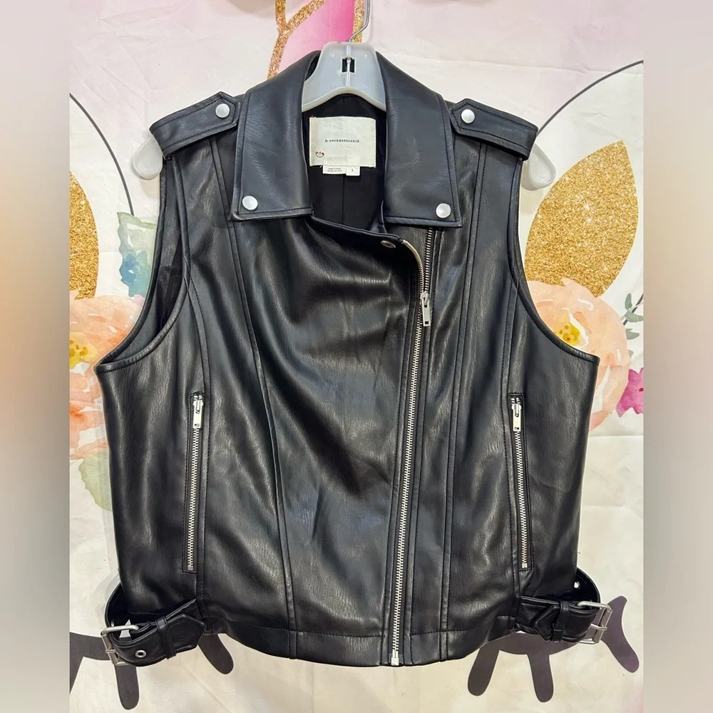 Anthropologie Black Leather Jacket - Picture 1 of 5